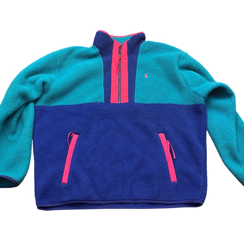 Polo Ralph Lauren | Men's XL Fleece Quarter Zip | Teal Colorblock | Spectre - Picture 6 of 16